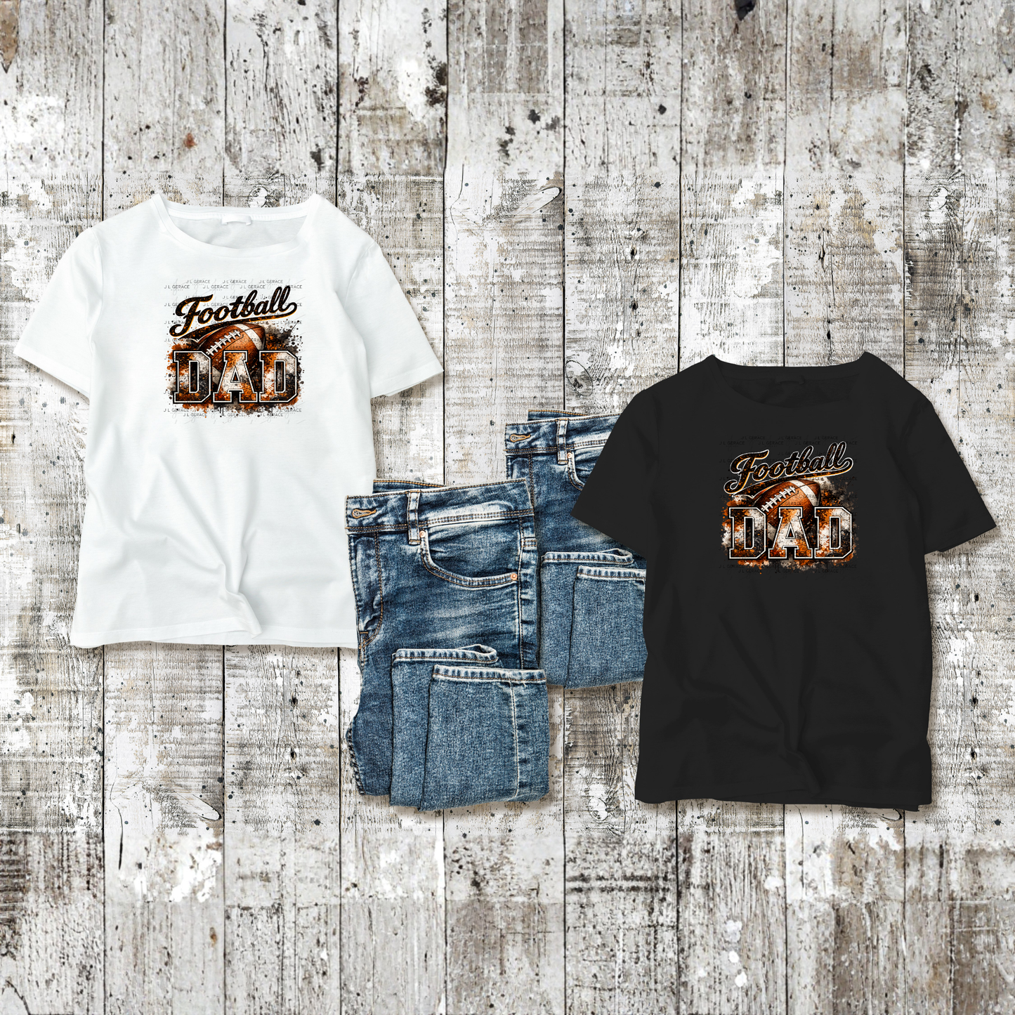 Football Dad PNG – Orange Black Paint Splatter Sports Design with Football