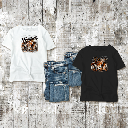 Football Dad PNG – Orange Black Paint Splatter Sports Design with Football