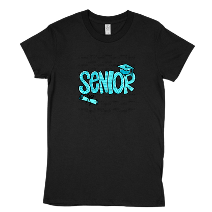 Senior PNG – Teal Pattern Graduation Sublimation Design