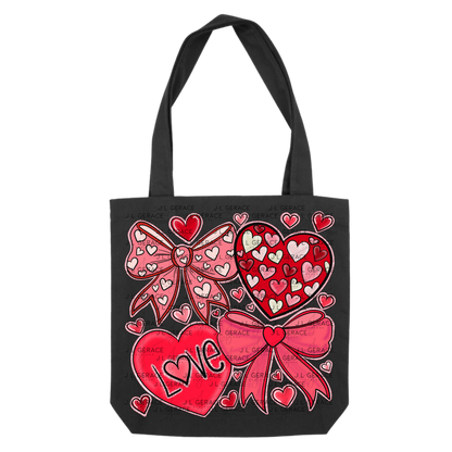 Valentine Love Hearts & Bows PNG with Glitter Outline Set