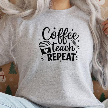 Coffee Teach Repeat Teacher PNG Bundle Digital Download (2 Colors)