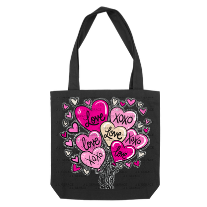 Pink Love & XOXO Heart Balloon Bouquet with Glitter String Outline PNG