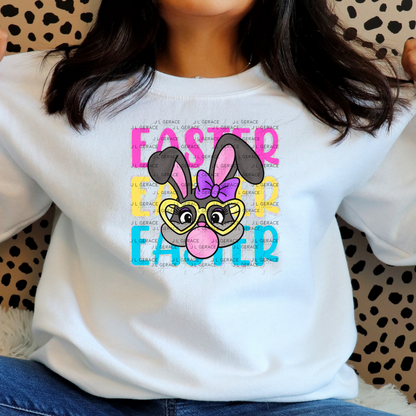 EASTER EASTER EASTER Bunny with Glasses Pink - Yellow - Purple PNG
