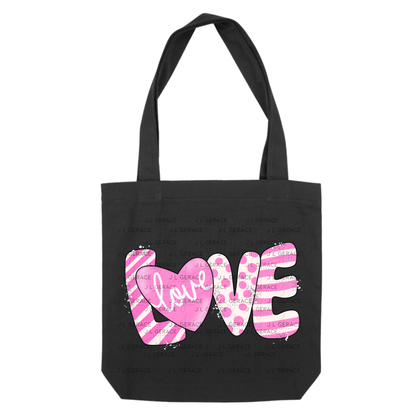 Pink Love Word PNG with Heart – Paint Splatter Mixed Pattern Design