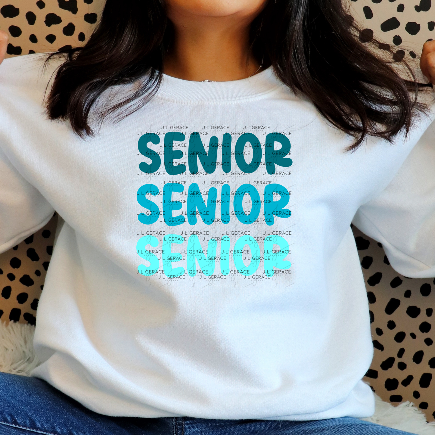 Senior PNG – Teal Gradient Graduation Lettering Design