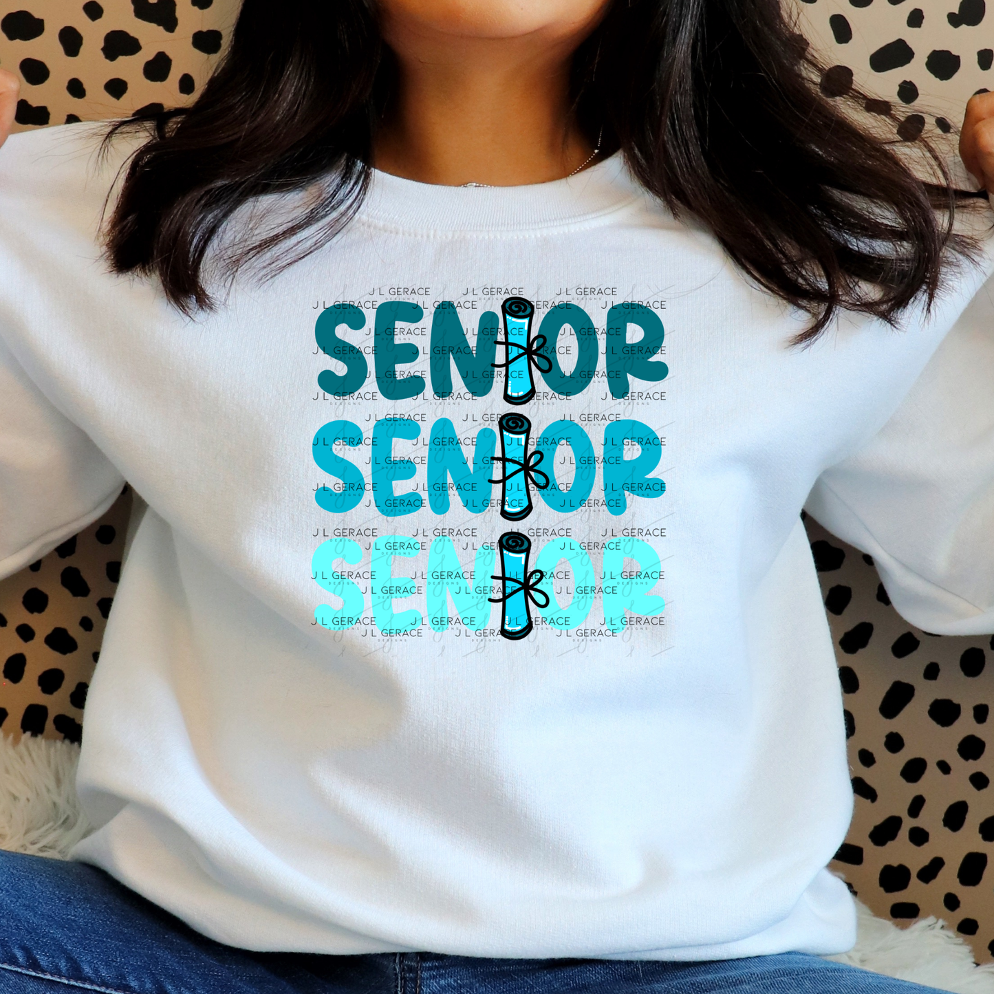 Senior PNG – Teal Diploma Graduation Lettering Design