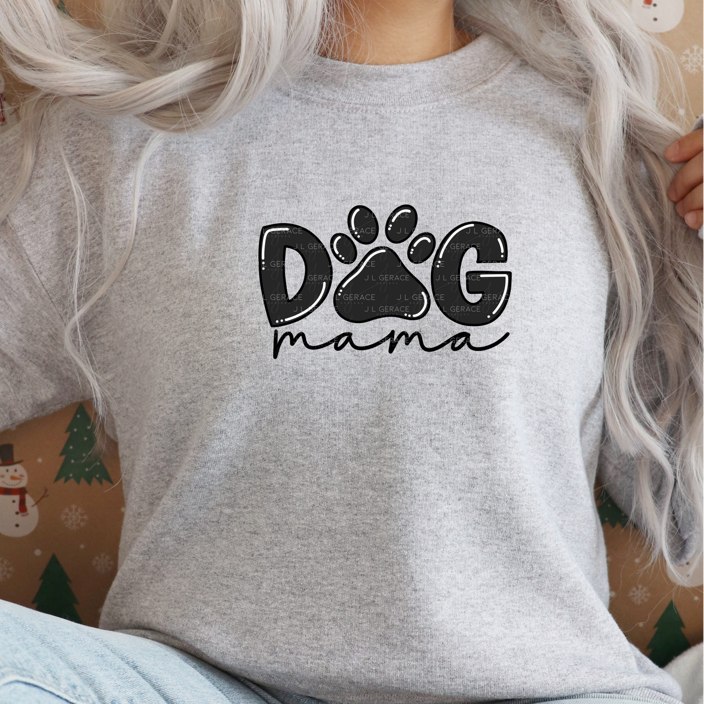 Dog Mama PNG – Black Paw Print Sublimation Design