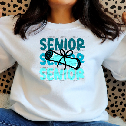 Senior PNG – Teal Diploma Graduation Lettering Design