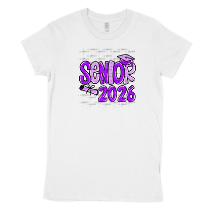Senior 2026 PNG – Purple Graduation Cap and Diploma Design