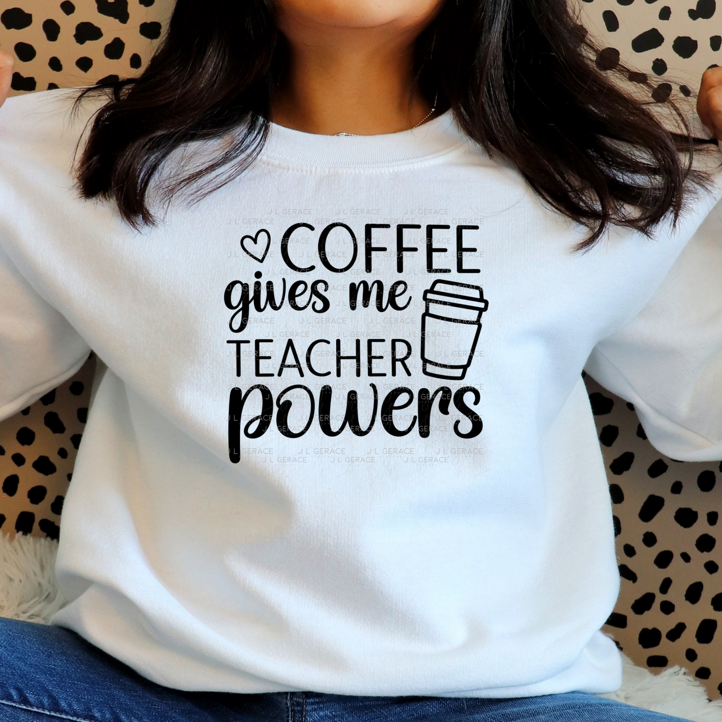 Coffee Gives Me Teacher Powers Black and White PNG (2 Colors)