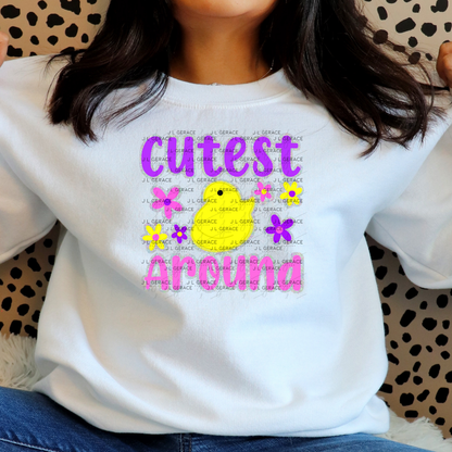 Cutest Chick Around Glitter Outline PNG