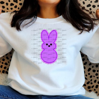 Purple Glitter Bunny Peep Easter Clipart Sublimation PNG