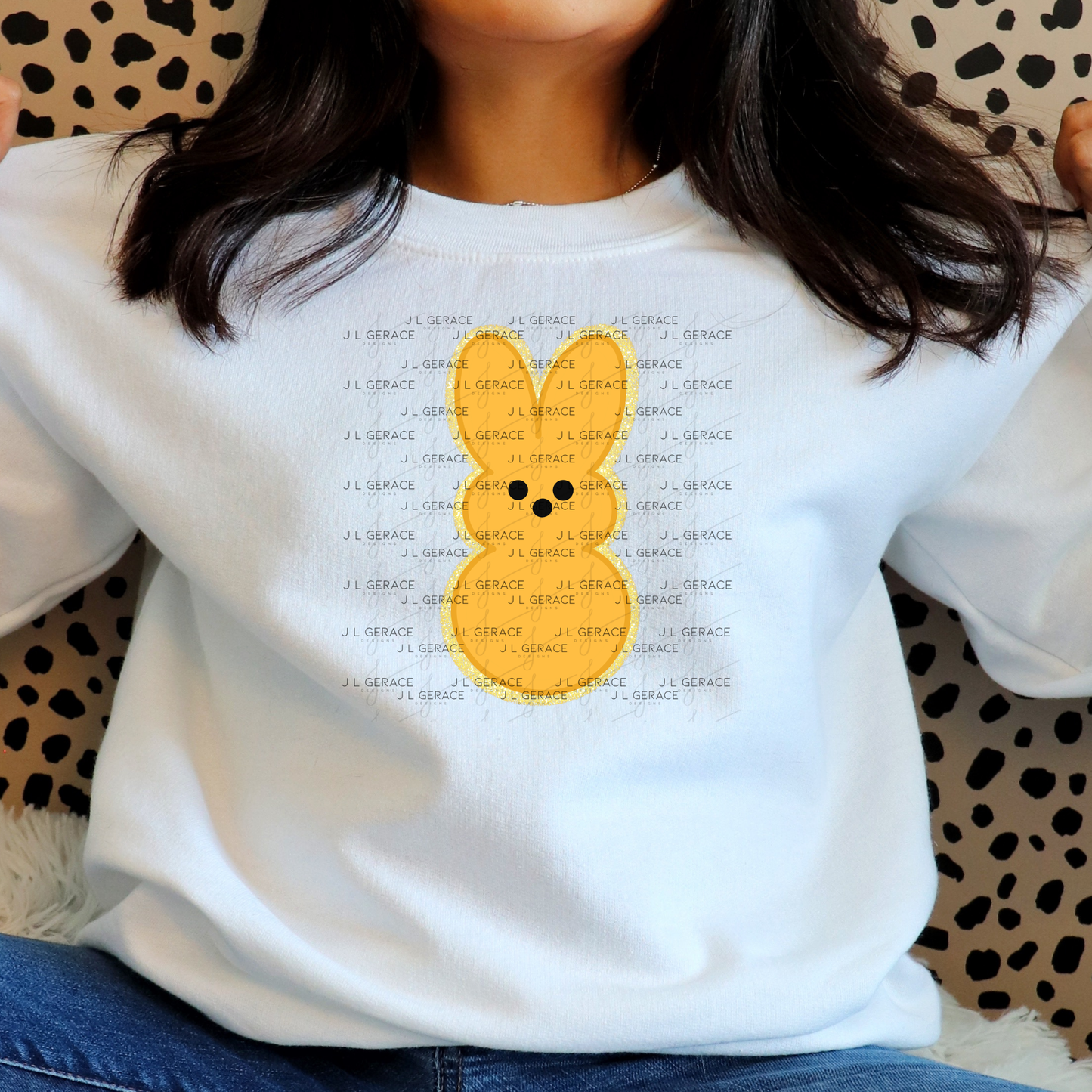 Orange Glitter Bunny Peep Easter Clipart Sublimation PNG