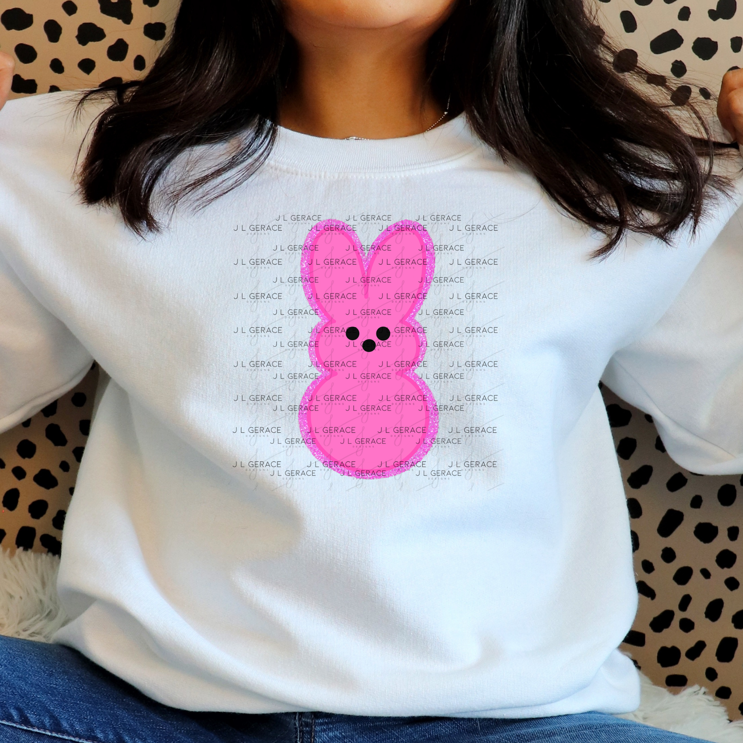 Pink Glitter Bunny Peep Easter Clipart Sublimation PNG