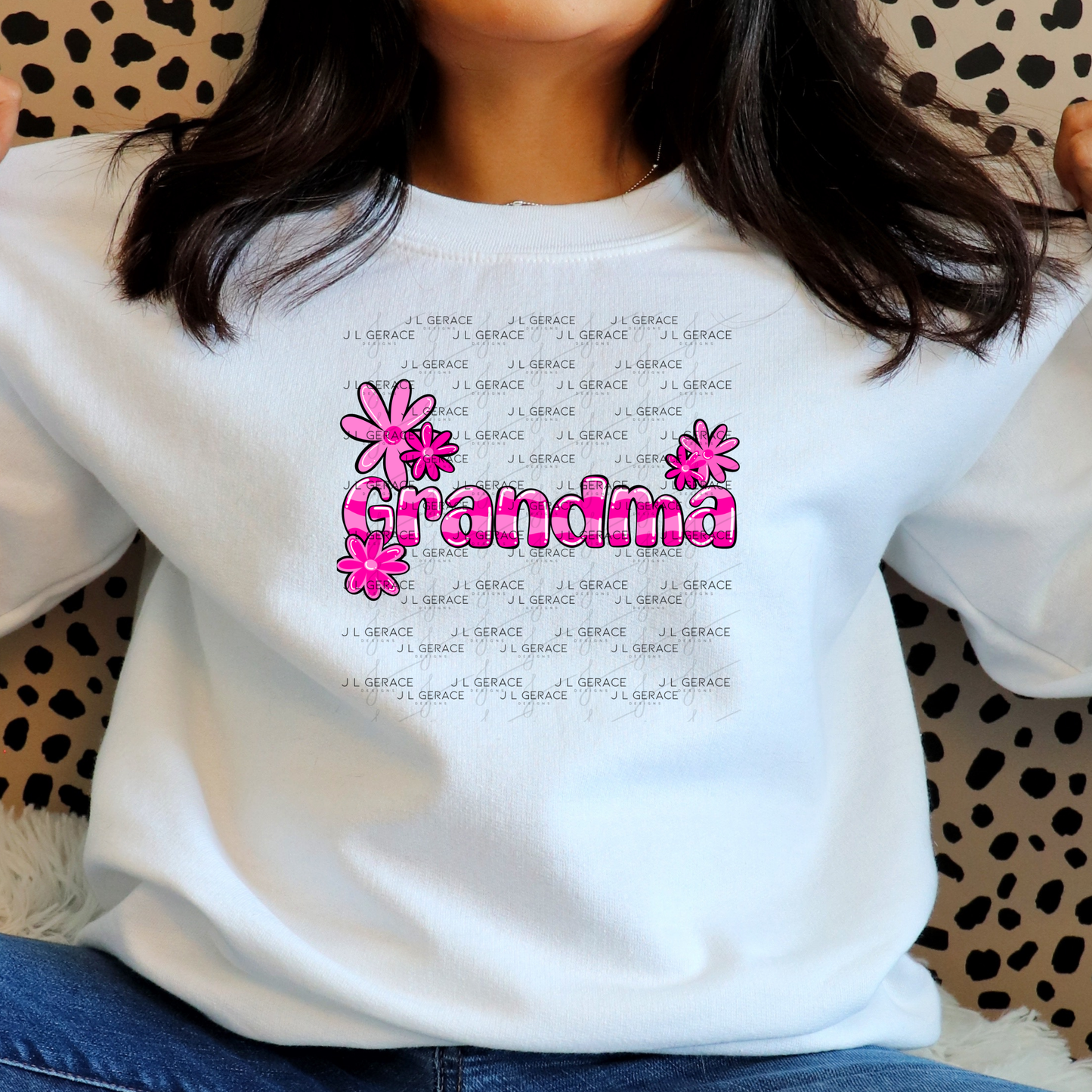 Grandma PNG – Pink Floral Name Sublimation Design