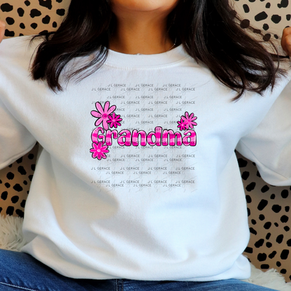 Grandma PNG – Pink Floral Name Sublimation Design