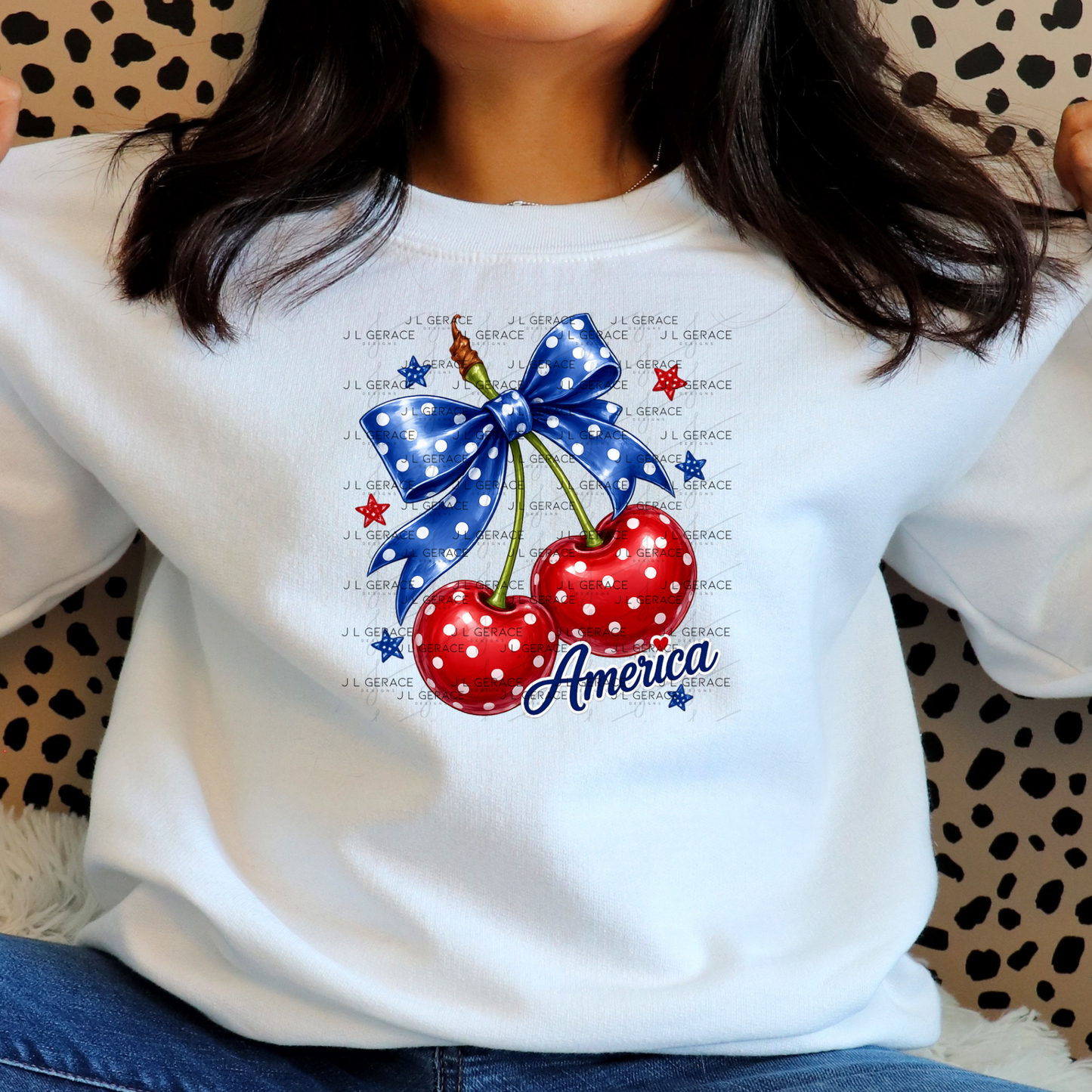 Polka Dot America Cherries PNG