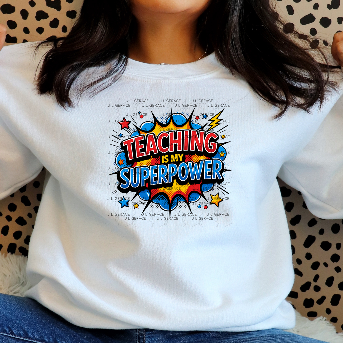 Teaching Is My Superpower - Red Blue Yellow PNG Digital Download