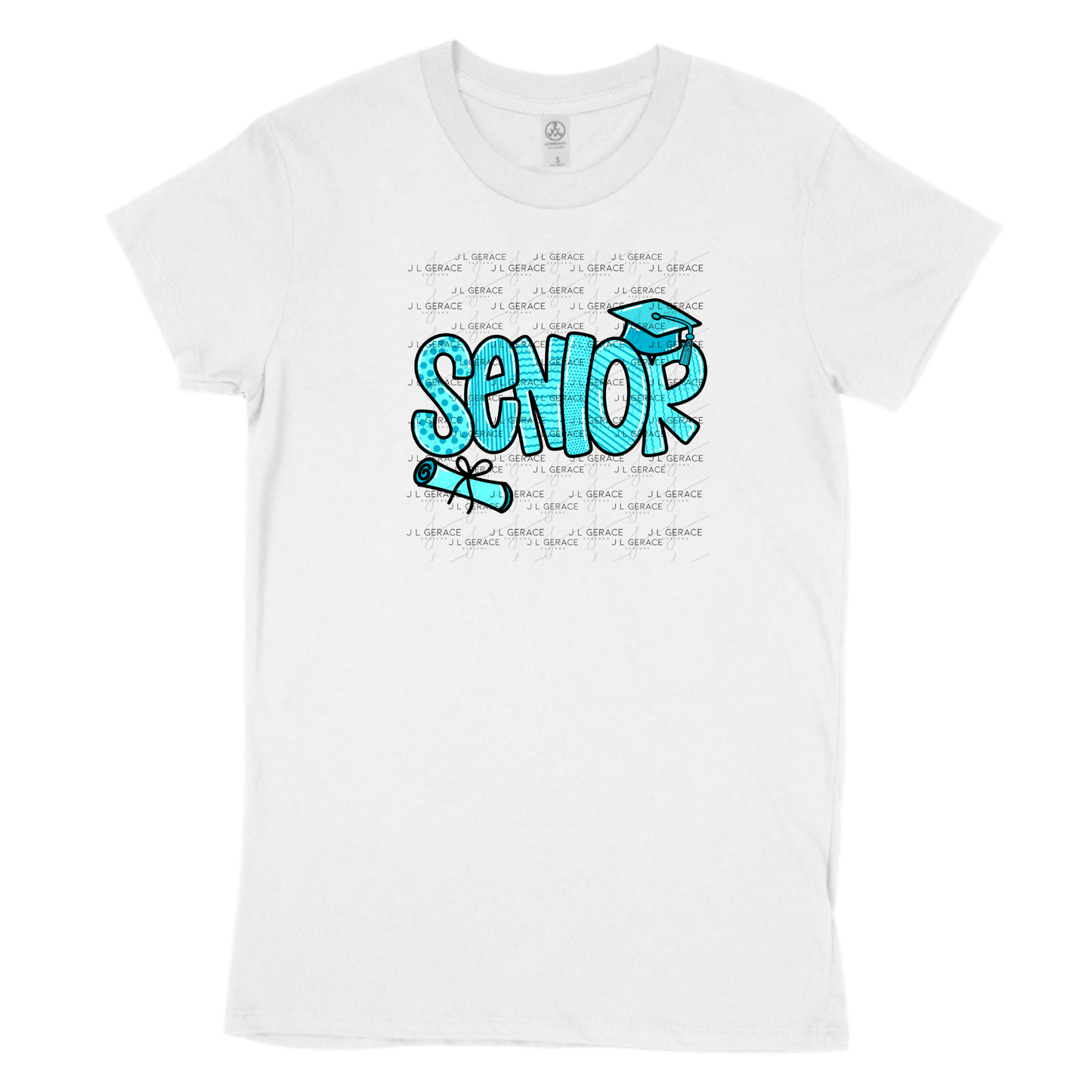 Senior PNG – Teal Pattern Graduation Sublimation Design