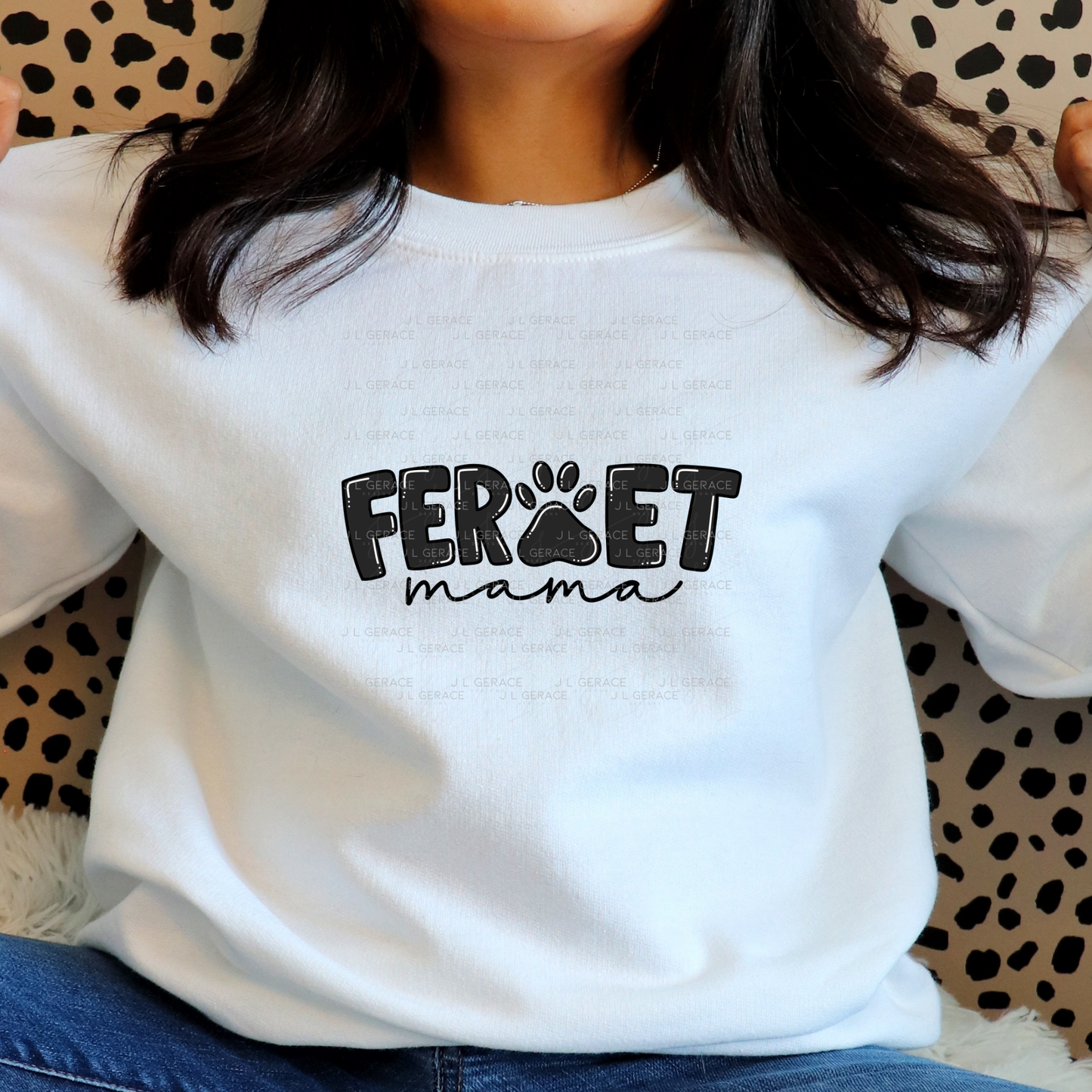 Ferret PNG – Black Paw Print Word Design for Pet Lovers