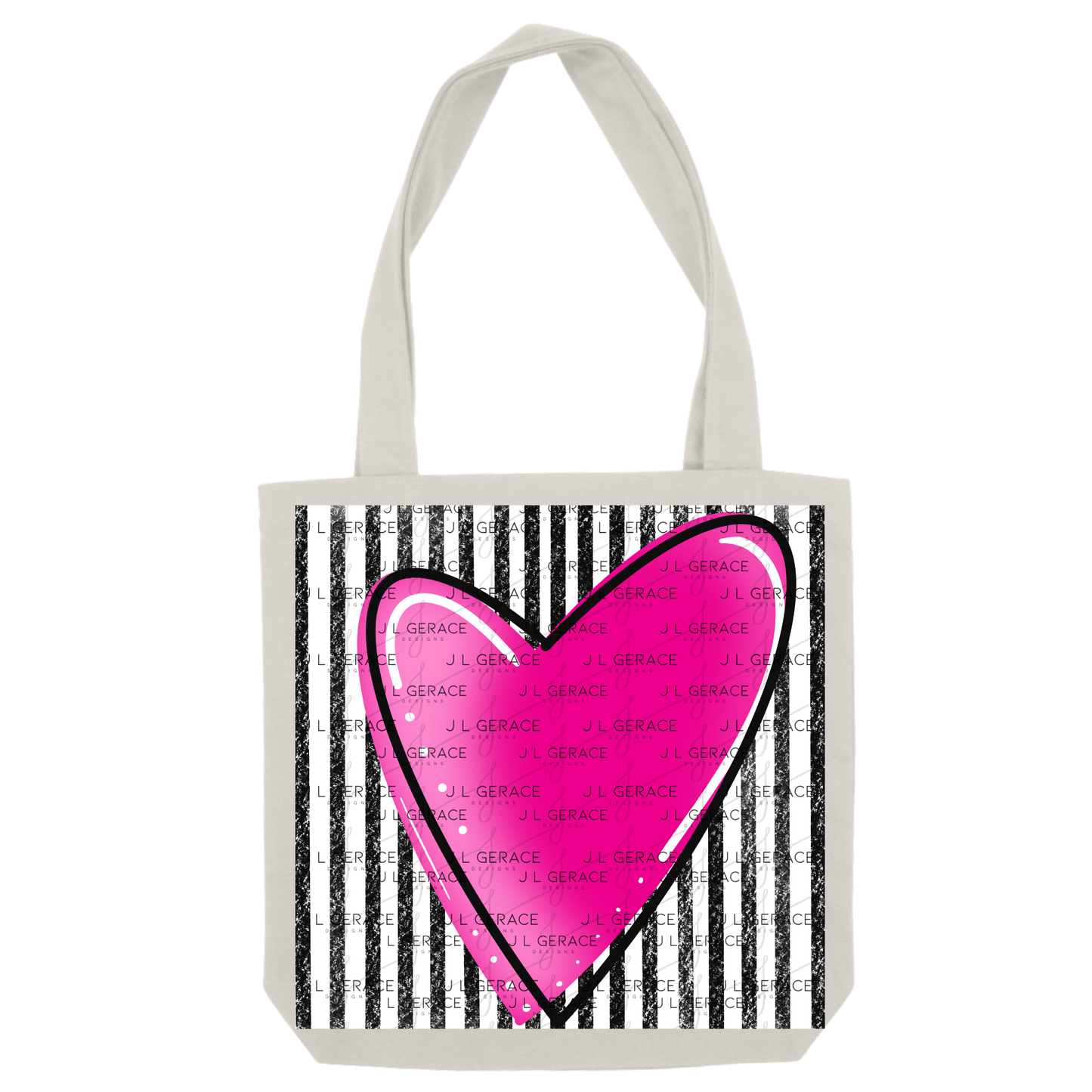 Pink Gradient Heart with Black and White Pinstripes Clipart PNG