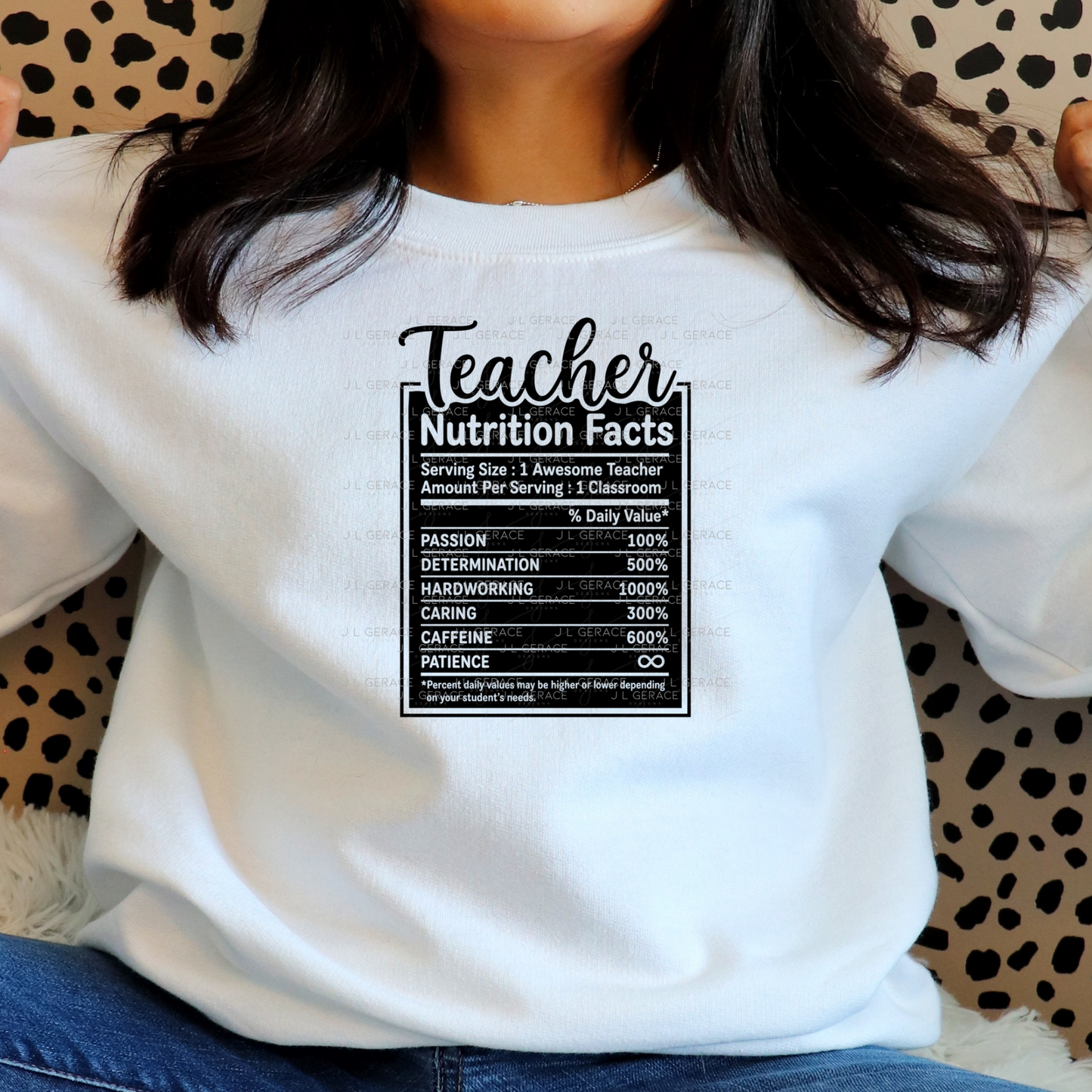 Teacher Nutrition Facts PNG Digital Download (2 Colors)
