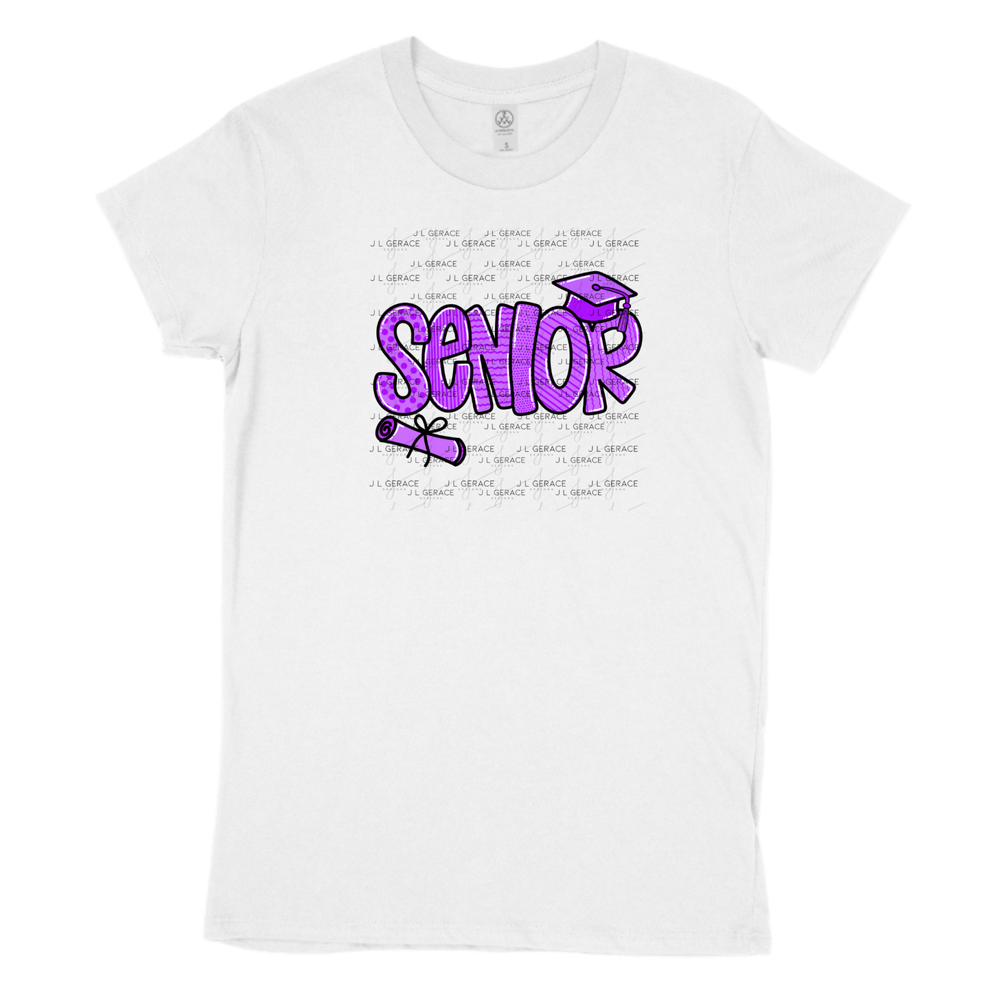 Senior PNG – Purple Pattern Graduation Sublimation Design