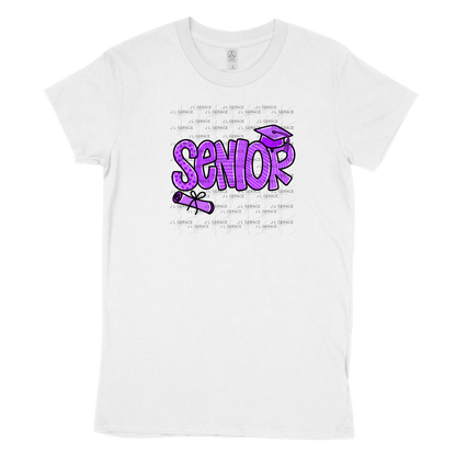 Senior PNG – Purple Pattern Graduation Sublimation Design