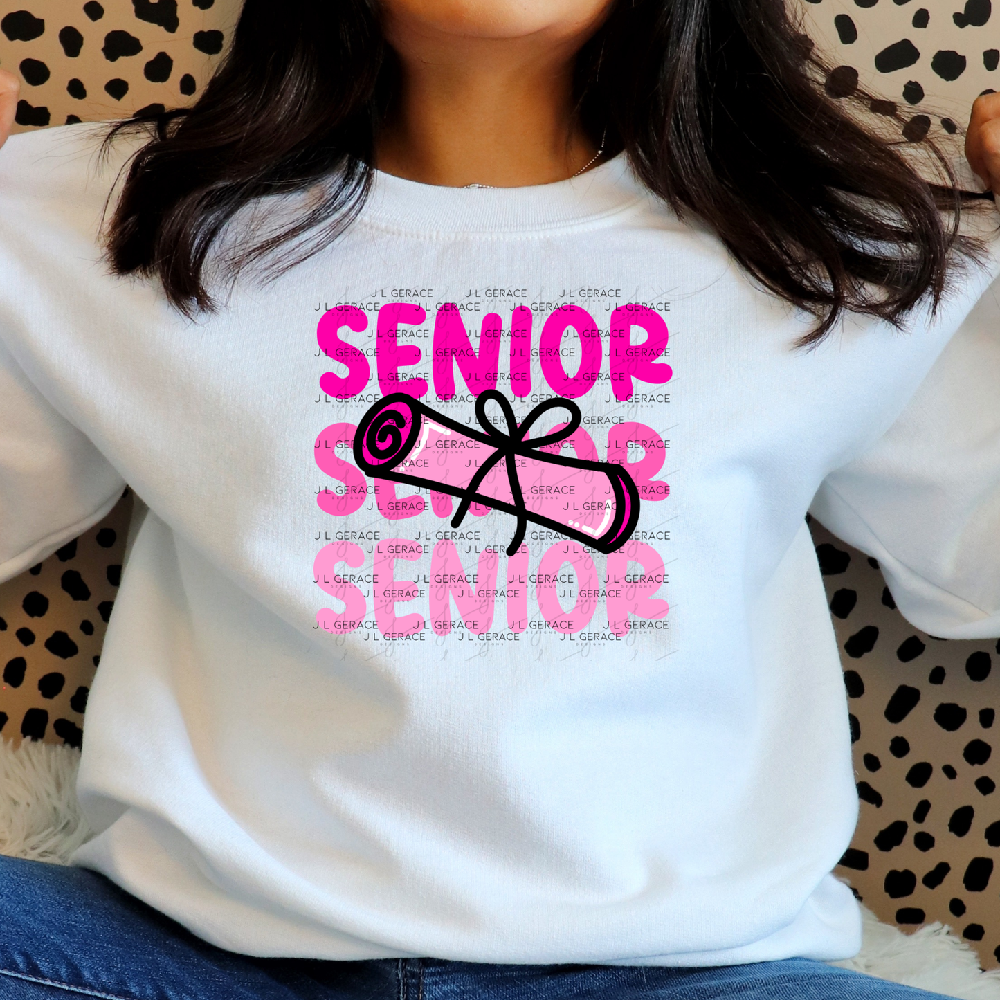 Senior PNG – Pink Diploma Graduation Lettering Design