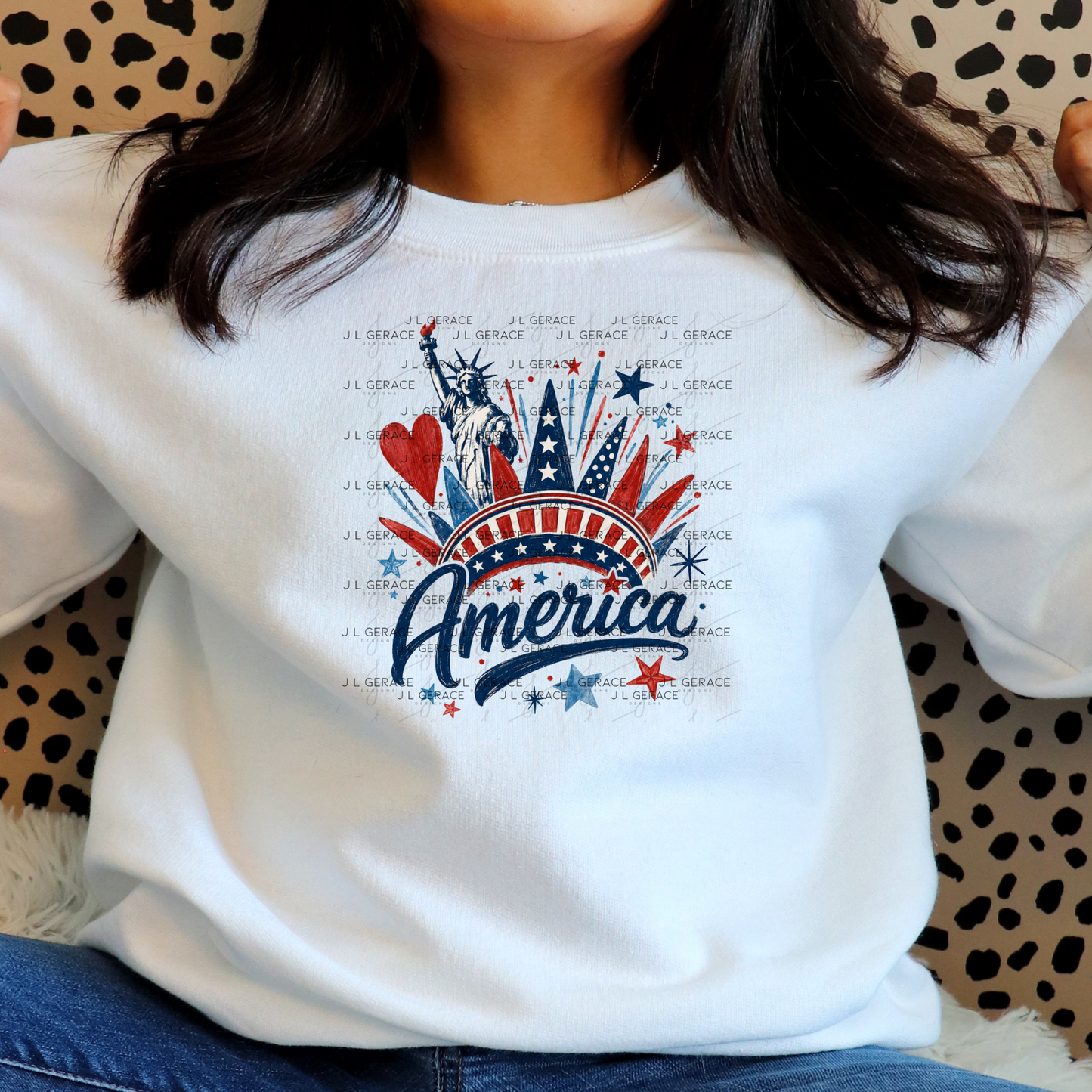 America Statue Liberty Fireworks Patriotic PNG Design