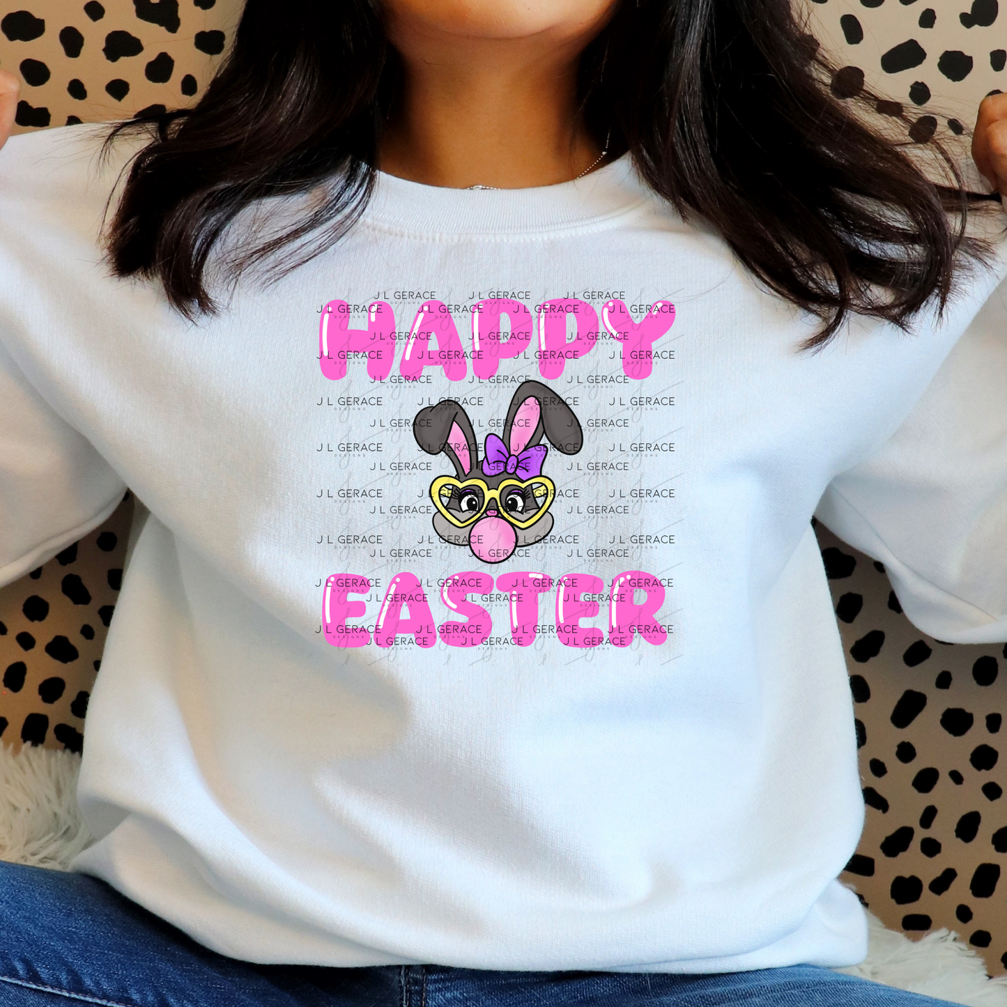 Happy Easter Bunny Glasses Bubblegum Clipart Sublimation PNG