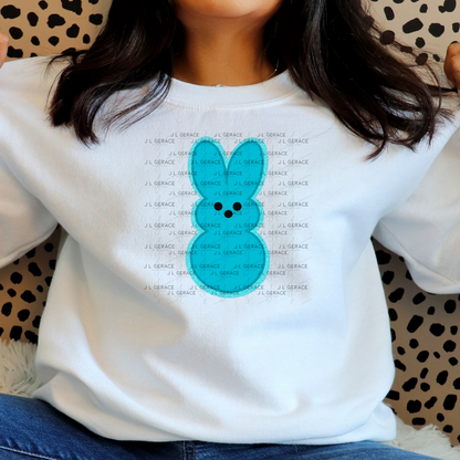 Blue Glitter Bunny Peep Easter Clipart Sublimation PNG