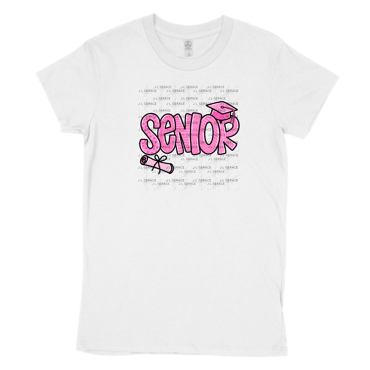 Senior PNG – Pink Pattern Graduation Sublimation Design