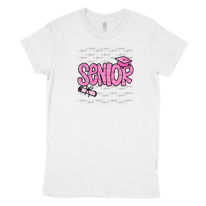 Senior PNG – Pink Pattern Graduation Sublimation Design