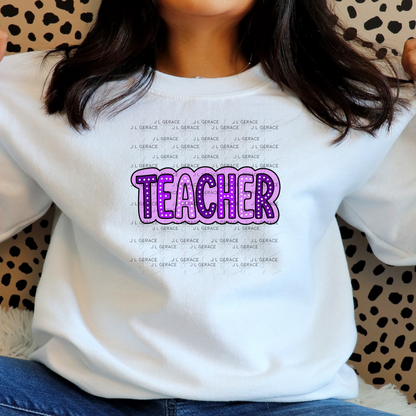 Teacher Dot Lettering Purple PNG Digital Download