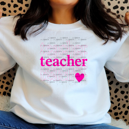 Teacher Teacher Heart Pink PNG Digital Download