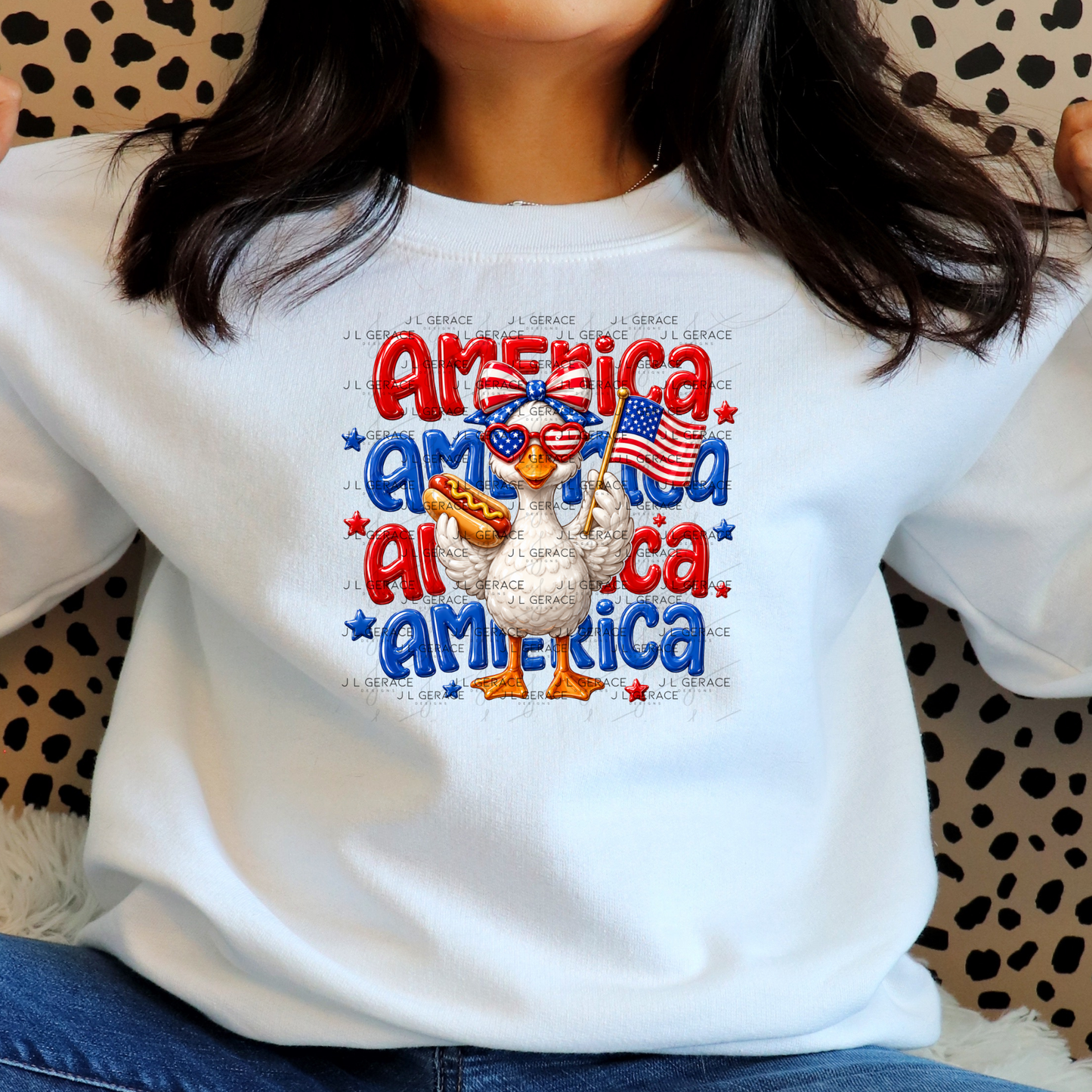 America Goose Hotdog Patriotic PNG Design