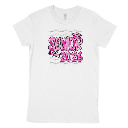Senior 2026 PNG – Pink Gingham Graduation Cap and Diploma Design