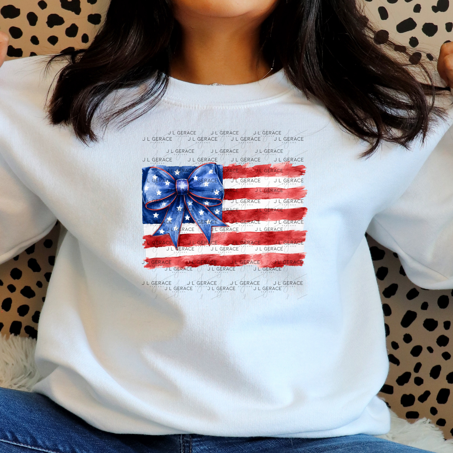 America Watercolor Flag Bow PNG Design