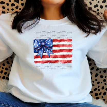 America Watercolor Flag Bow PNG Design