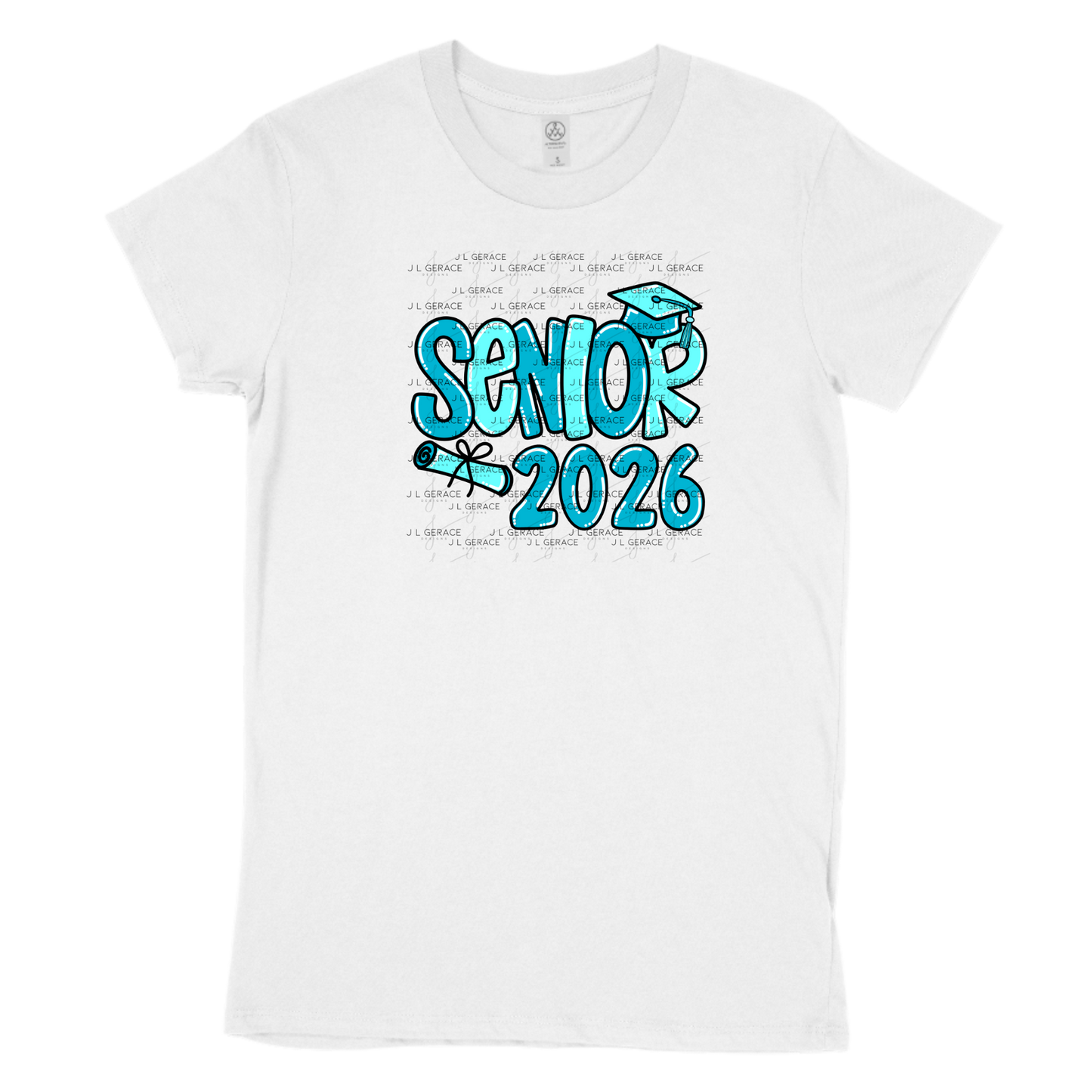 Senior 2026 PNG – Turquoise Graduation Cap and Diploma Design