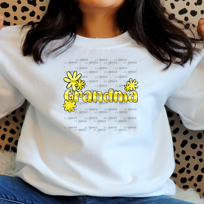 Grandma PNG – Yellow Floral Name Sublimation Design