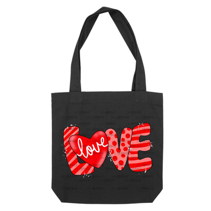 Red Love Word PNG with Heart Paint Splatter Mixed Pattern Design
