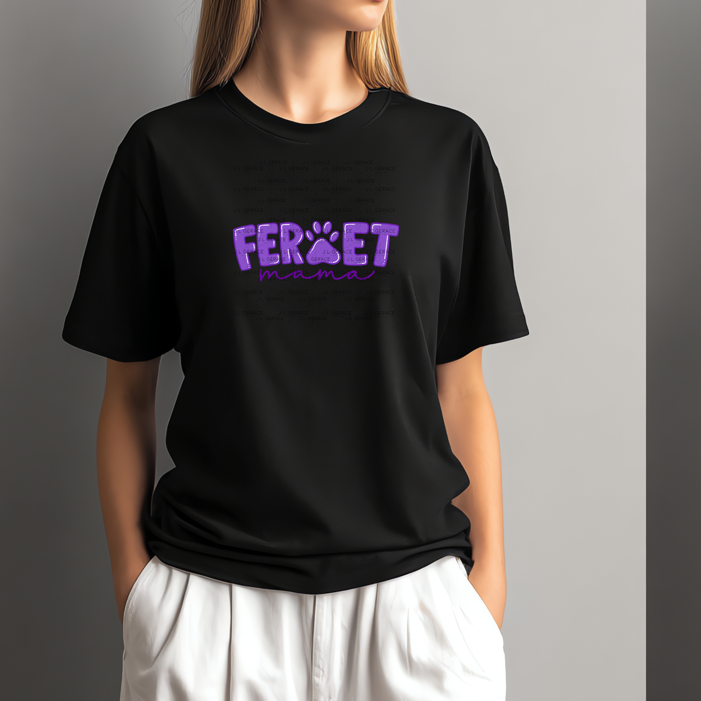 Ferret Mama PNG – Purple Paw Print Design for Pet Lovers