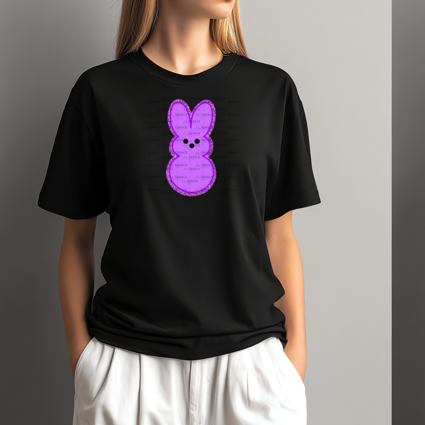 Purple Glitter Bunny Peep Easter Clipart Sublimation PNG