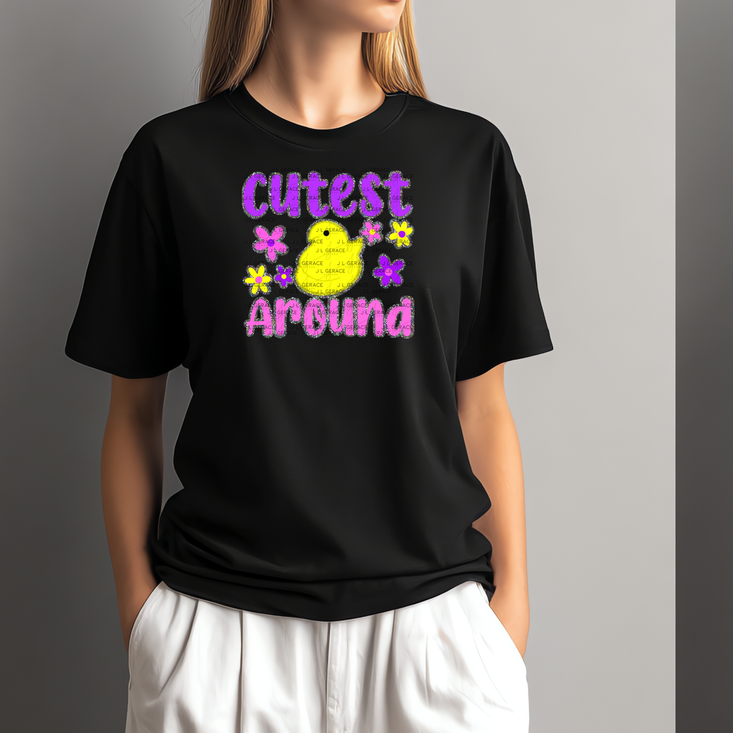 Cutest Chick Around Glitter Outline PNG