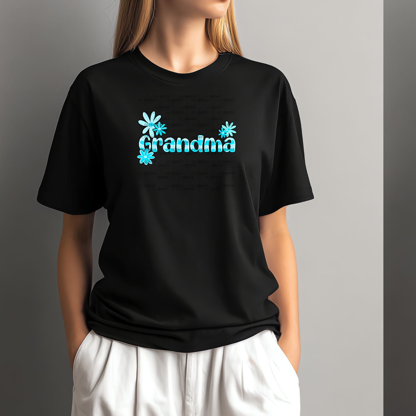 Grandma PNG – Blue Floral Name Sublimation Design