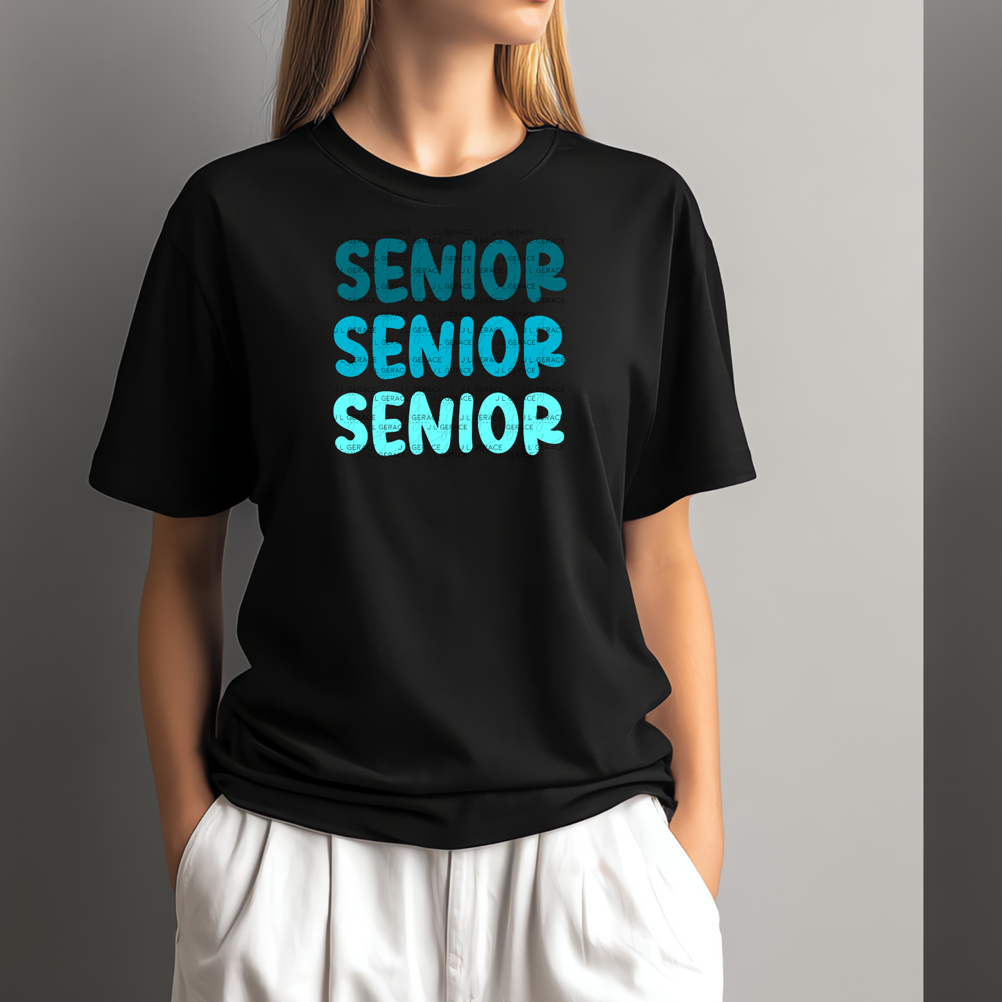 Senior PNG – Teal Gradient Graduation Lettering Design