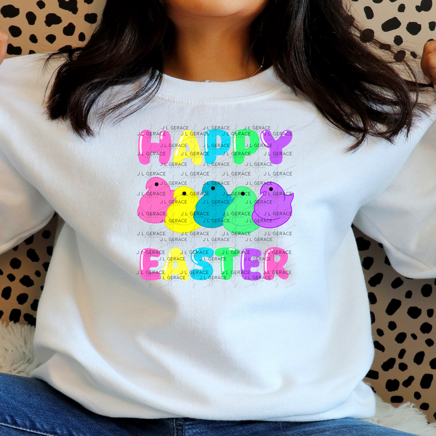 Happy Easter Chick Clipart Sublimation PNG Peeps Chick Colorful Design