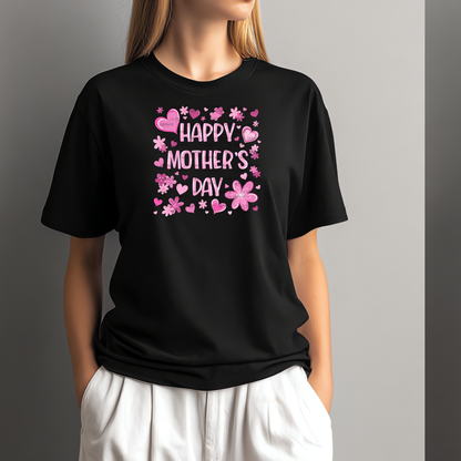Happy Mothers Day PNG Clipart Sublimation PNG Soft Pink Floral Heart Design